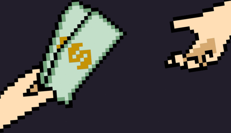 illustration - money changing hands and buying a home