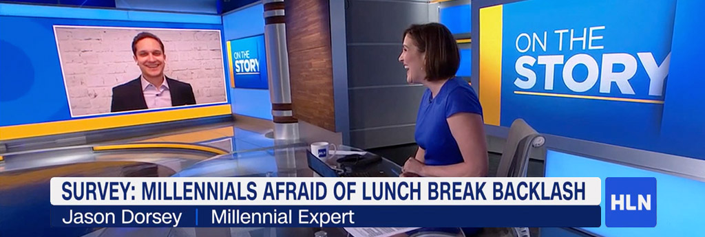 Jason Dorsey appearing by Skype on Headline News, talking with Lynn Smith